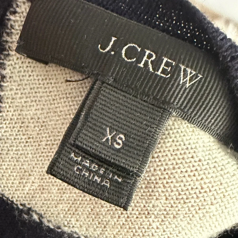 J. Crew 100% Merino Wool Navy Sweater with Faux White Collar. Size XS.